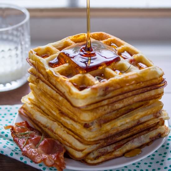 Bacon Rosemary Yeast Waffles