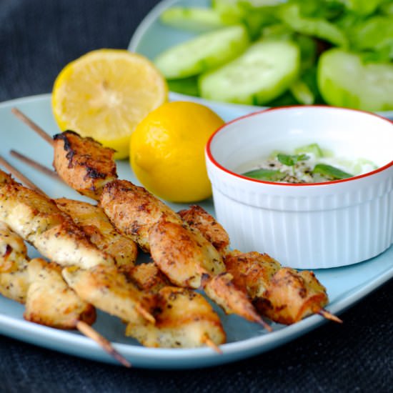 Chicken Souvlaki Kebabs with Tzatzi