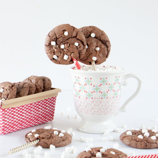 Hot Chocolate Brownie Cookie Pops