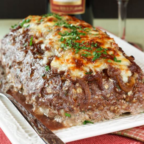 French Onion Soup Stuffed Meatloaf