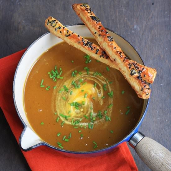 Pumpkin Soup and Cheese Straws