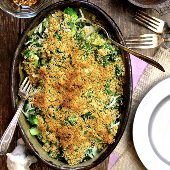 Baked Greens with a Crumb Topping