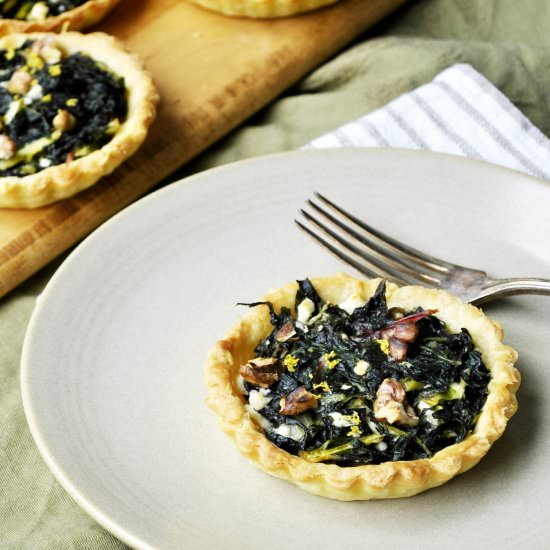 Silver beet and walnut tartlets