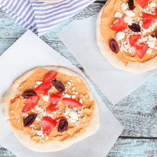 Roastd Red Pepper Hummus Pita Pizza