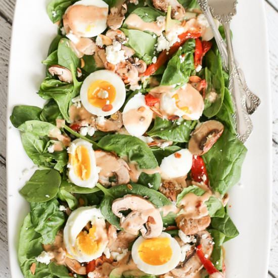 Spinach Salad w/ Bacon-Honey Dijon