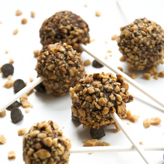 Fudge Brownie Pops with Toffee Bits