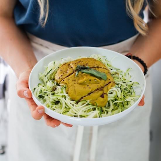 Zucchini Pasta with Roasted Pumpkin