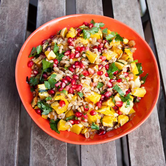 Warm Farro Salad with Roast Squash