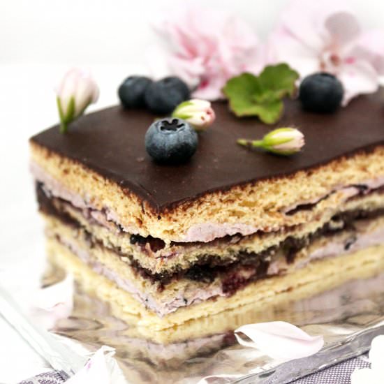 Homemade Blueberry Opera Cake