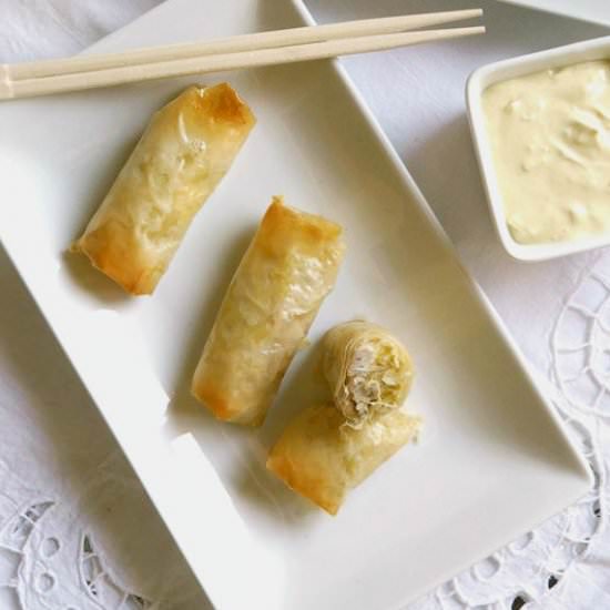 Chicken Sauerkraut Spring Rolls