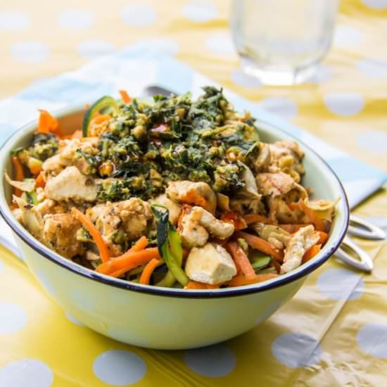 Pretzel pesto + artichoke pasta