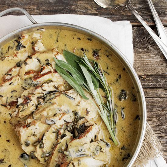 Pork with Herb Wine Gravy