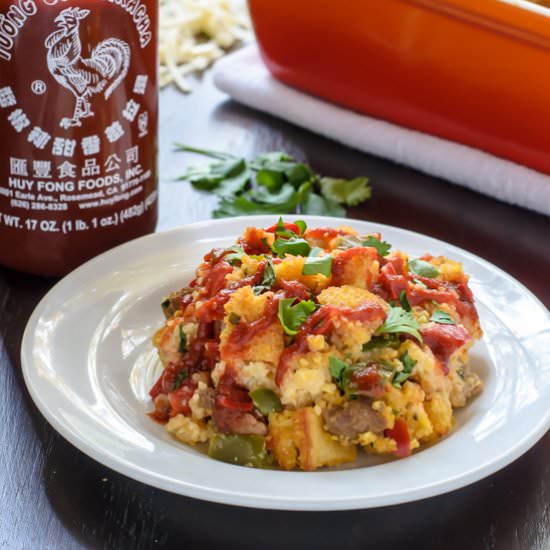 Sriracha Cornbread Sausage Stuffing
