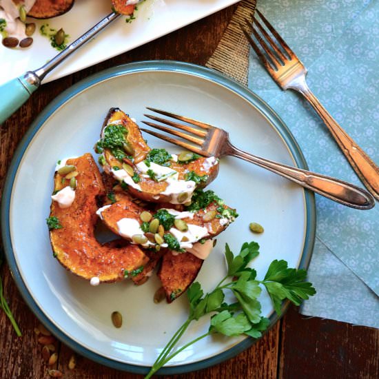Roasted Squash with Yogurt Sauce