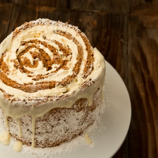 Pumpkin Roll White Chocolate Cake