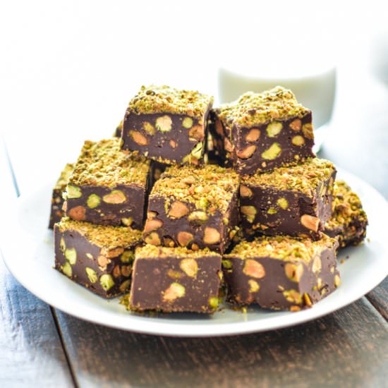 Dark Chocolate Fudge w/ Pistachios