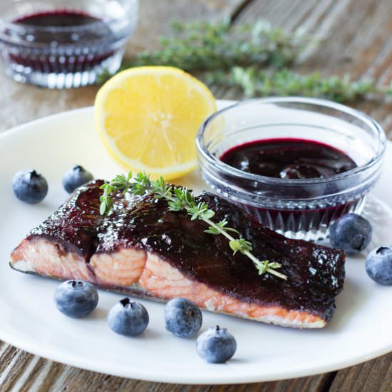 Blueberry Balsamic Glazed Salmon