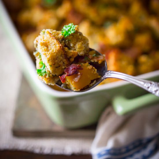 Bacon Butternut Cornbread Stuffing