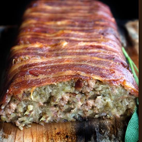 Bacon Wrapped Sage Sausage Stuffing