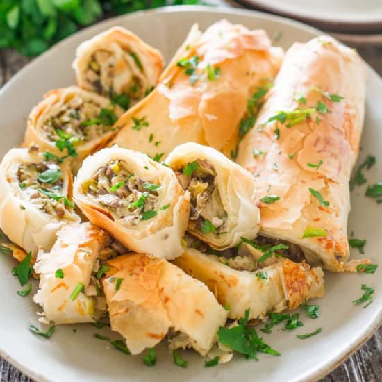 Mushroom and Leek Strudel