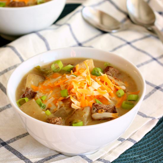Philly Cheesesteak Potato Chowder
