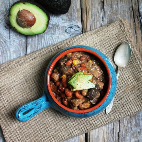 White Turkey Chili with Avocado
