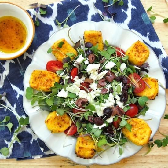 Greek Salad with Polenta Croutons