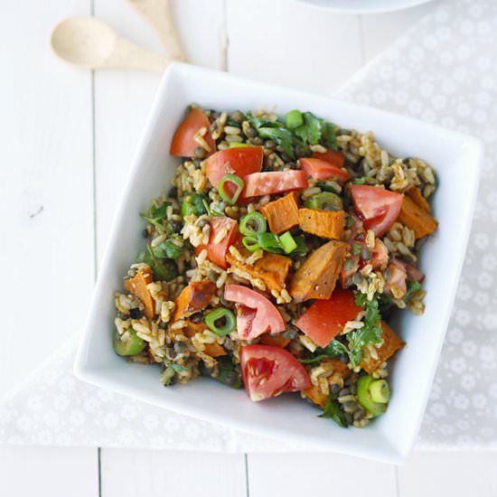 Brown Rice Black Lentil Salad