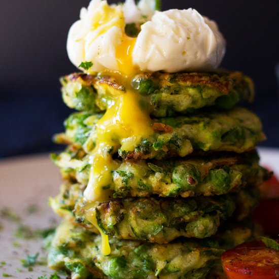 Zucchini, Pea and Mint Fritters