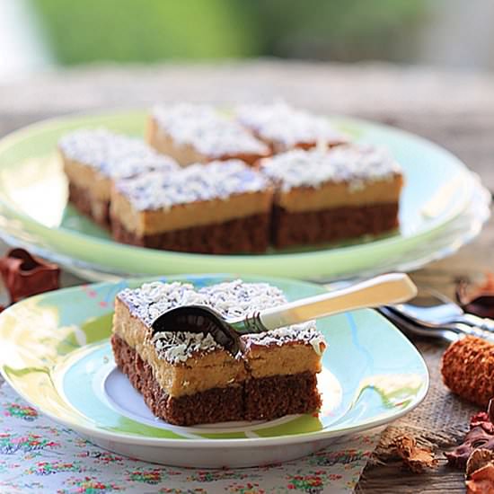 Chocolate slice with cream