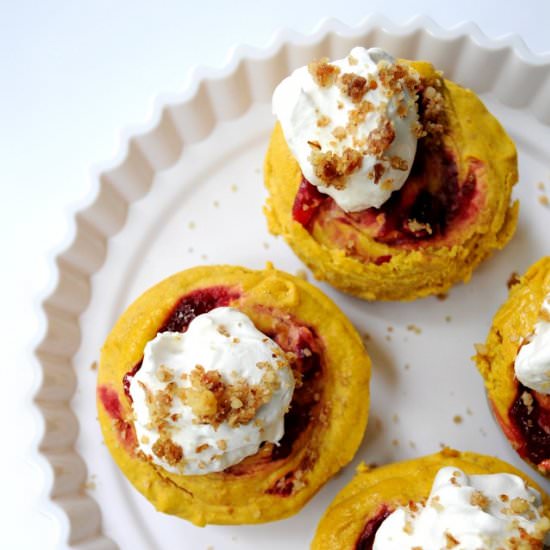 Mini Cranberry Pumpkin Cheesecakes