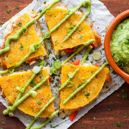 Meatless steakhouse quesadillas