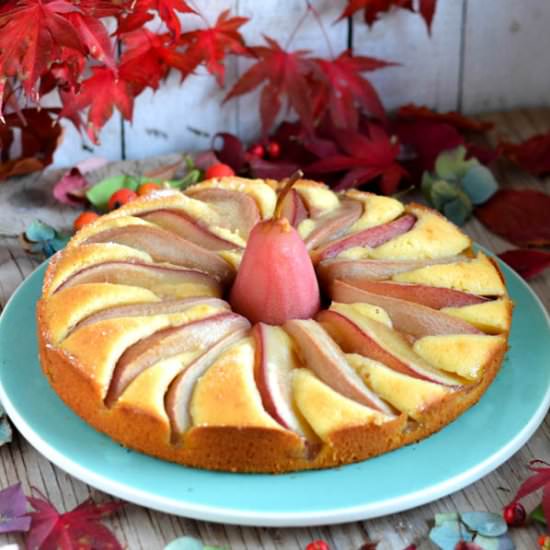 Cake with Pears and Marzipan