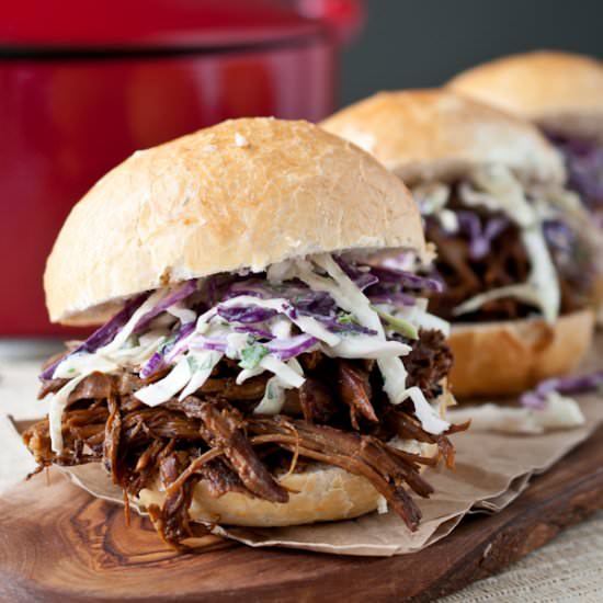 Beer Braised Pulled Pork Sandwiches