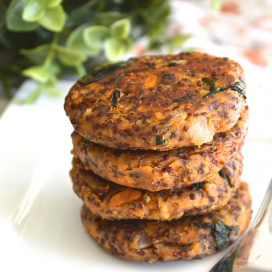 Red Quinoa Sweet Potato Patties