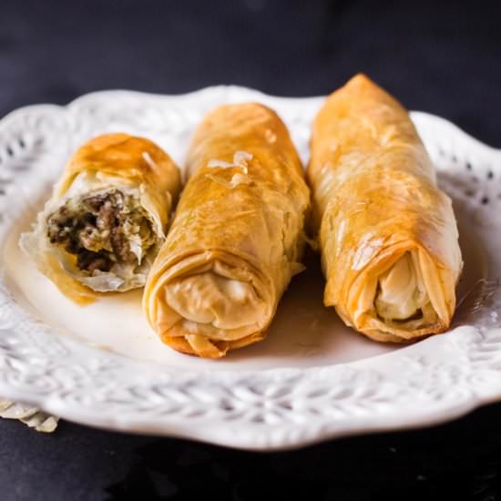 Phyllo Dough Meat Rolls