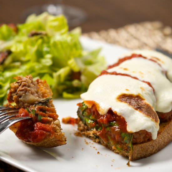 Meatball and Mozzarella Tartine