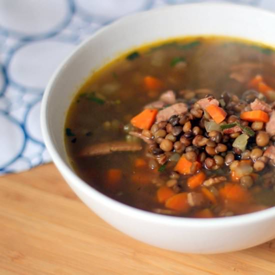 Double Turkey Bacon Lentil Soup