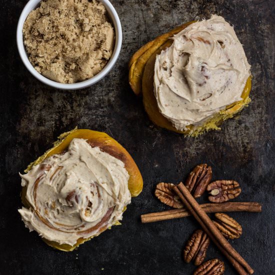 Pumpkin Pecan Cinnamon Rolls