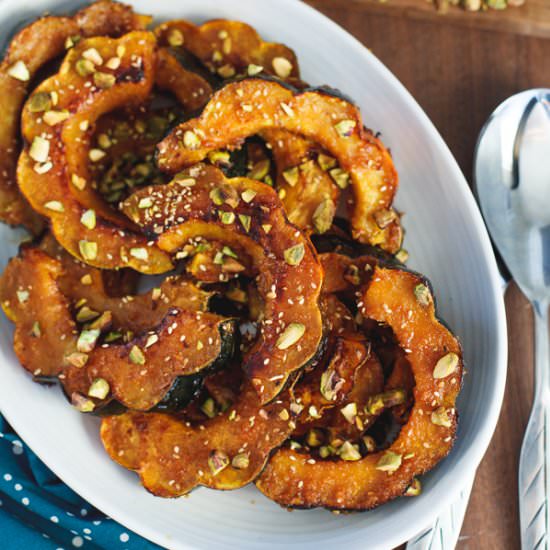 Ginger Miso Roasted Acorn Squash
