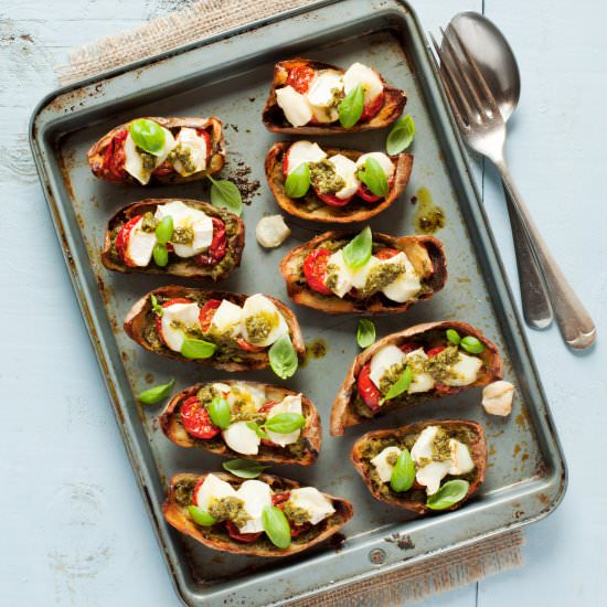 Pesto & Goats Cheese Potato Skins