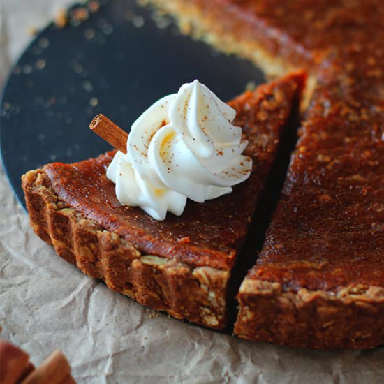 Rustic Vegan Oat Crisp Pumpkin Pie