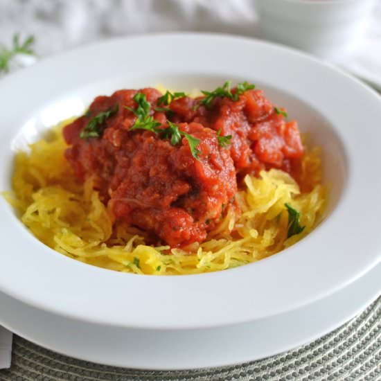 Spaghetti Squash & Turkey Meatballs