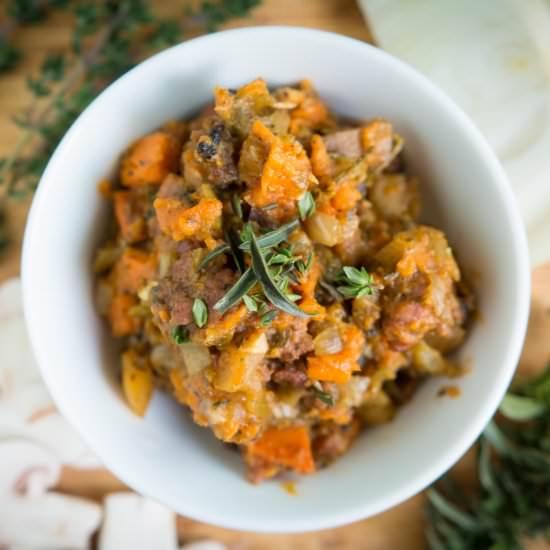 Sweet Potato Sausage Paleo Stuffing