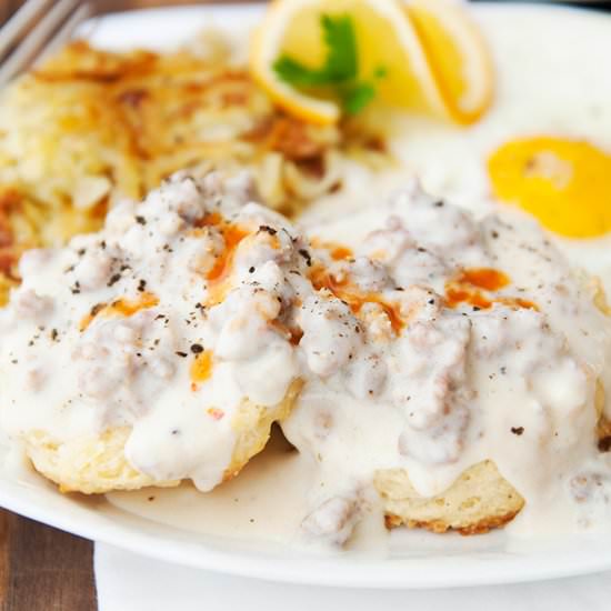 Biscuits and Sausage Cream Gravy