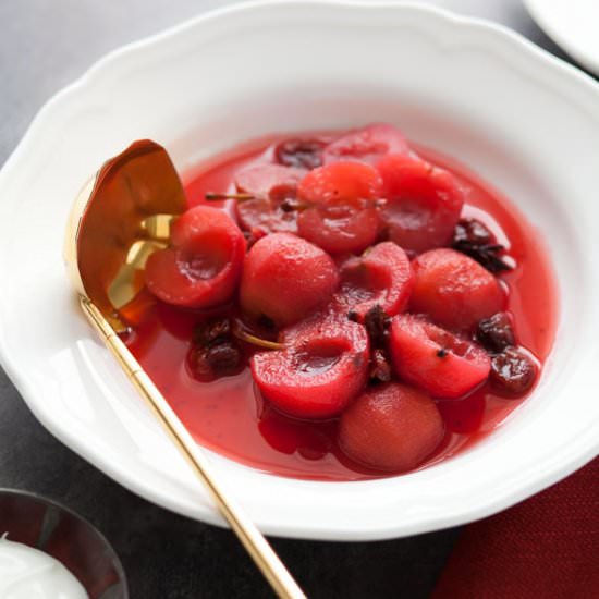 Cranberry Cinnamon Poached Apples