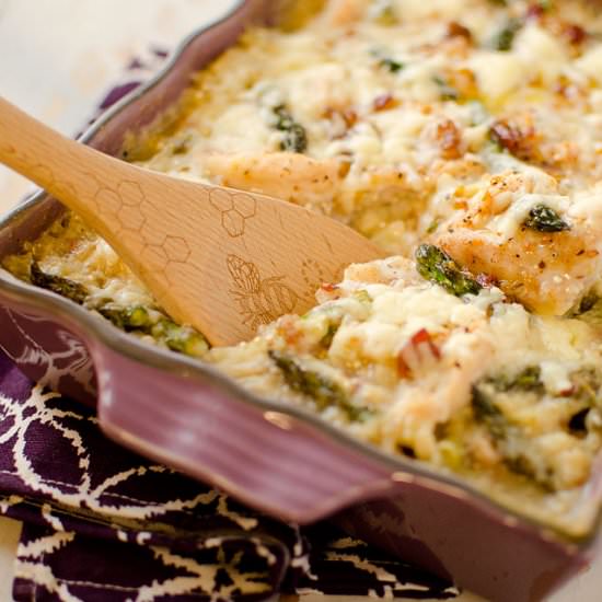 Light Asparagus Chicken Quinoa Bake
