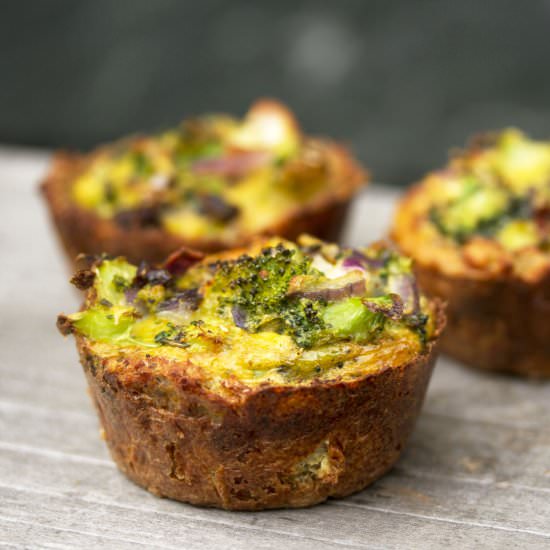 Quinoa Crust Broccoli Mini Pie