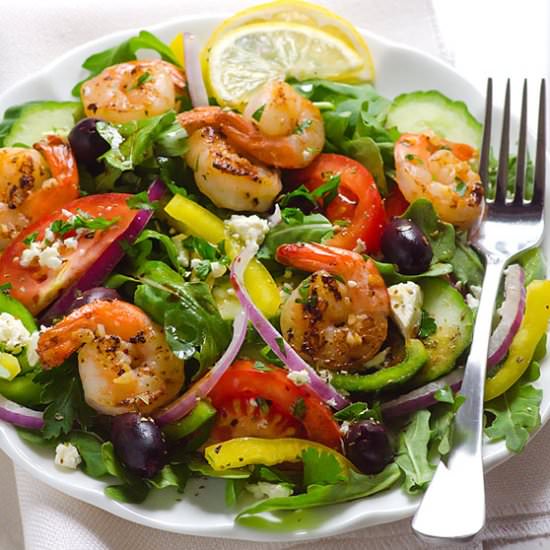 Shrimp Arugula Greek Salad
