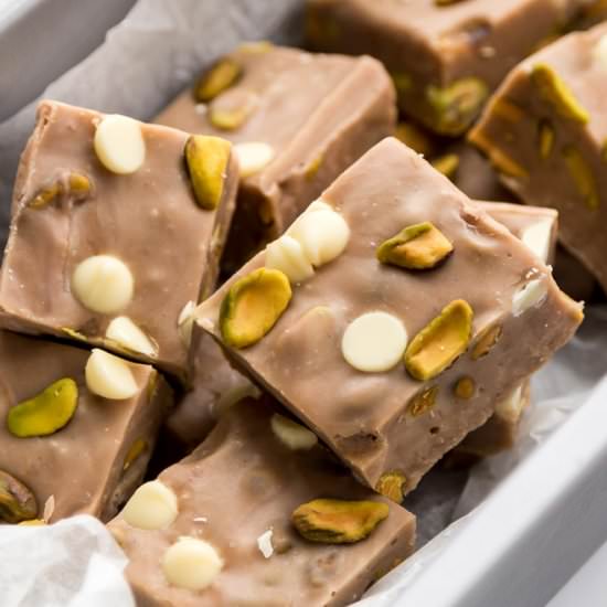 White Choc Mint Pistachio Fudge